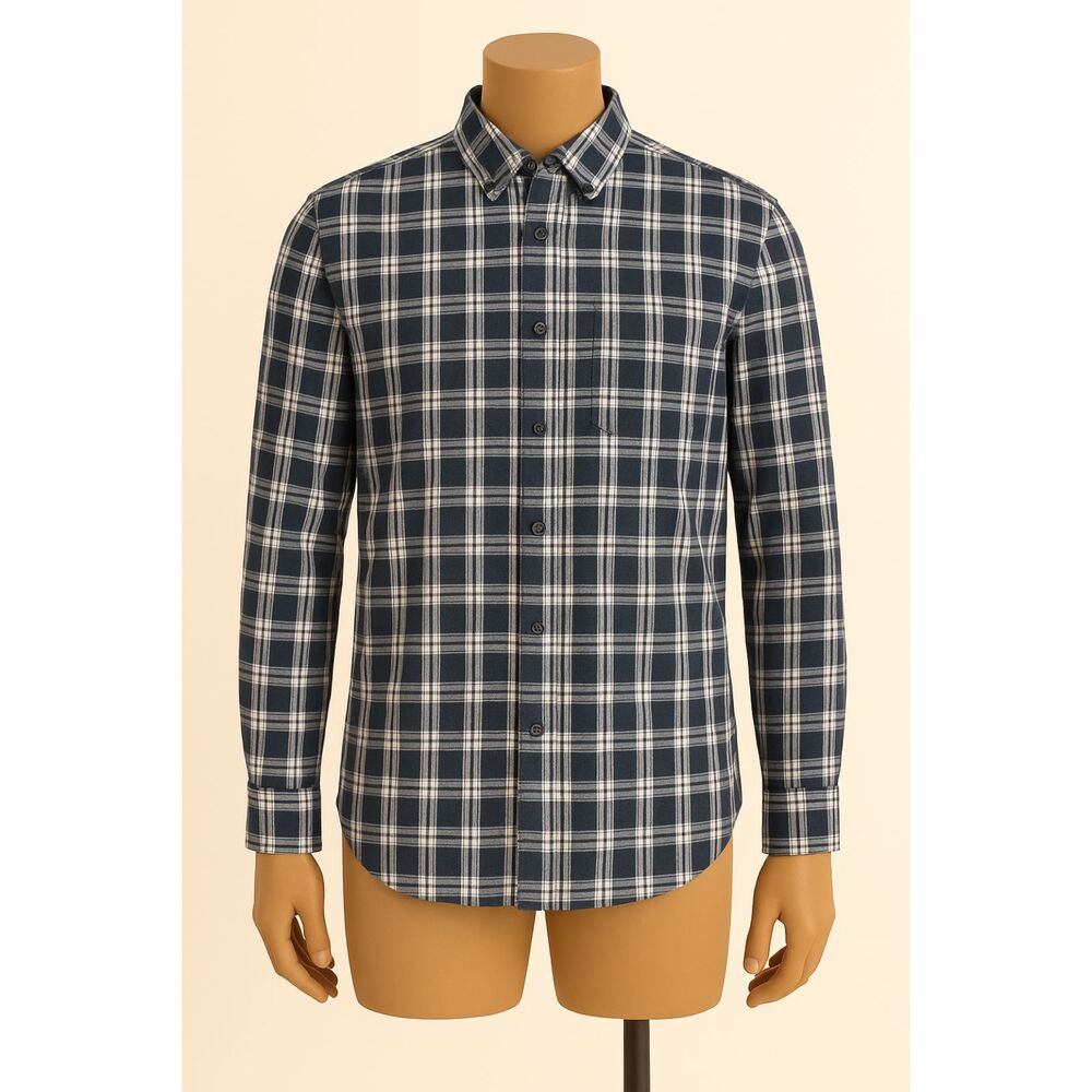 GAP Men's Long Sleeve Button Up Single Chest Pocket Sz Large cotton black plaid
